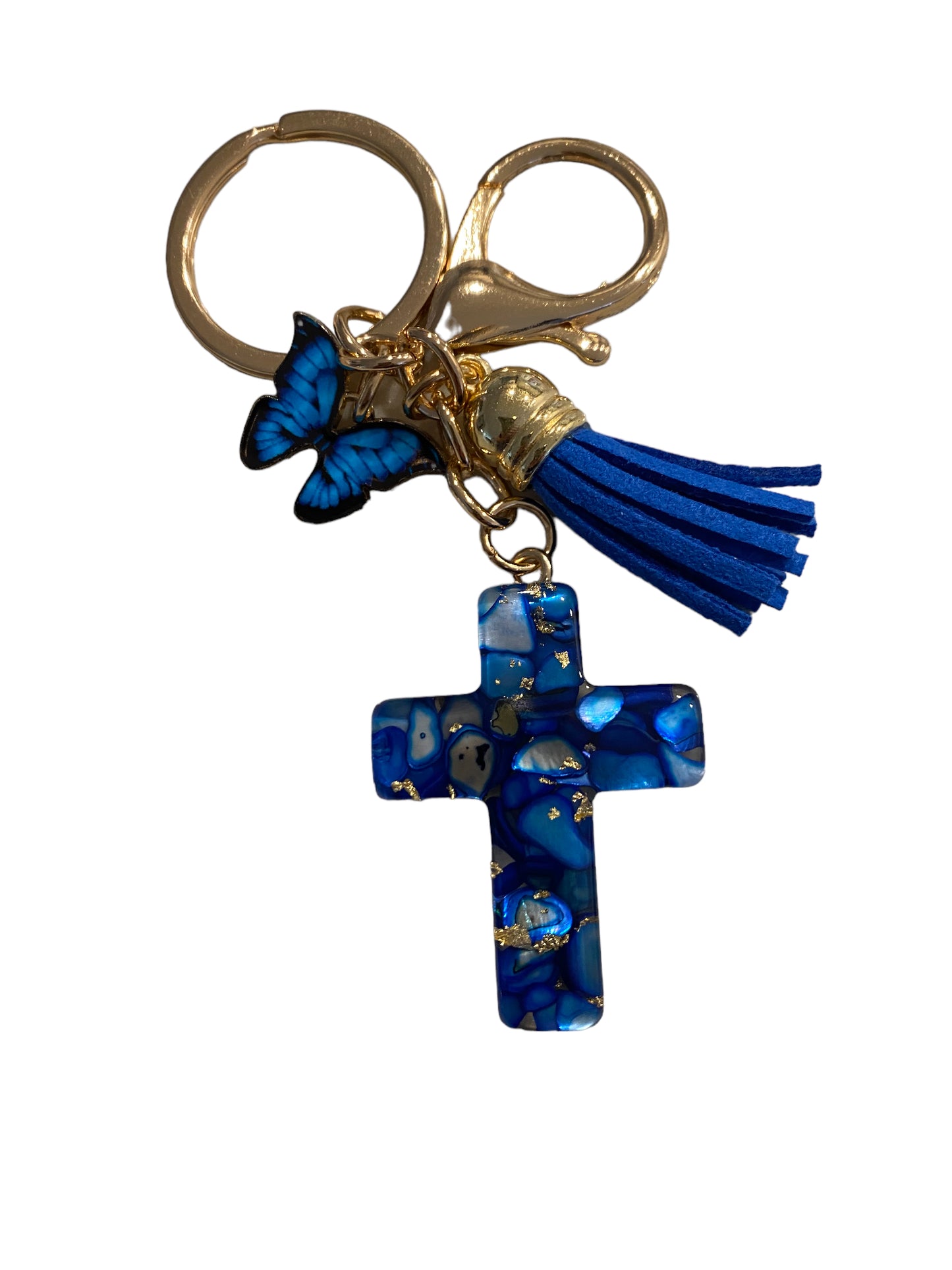 Resin Butterfly Cross Key Ring