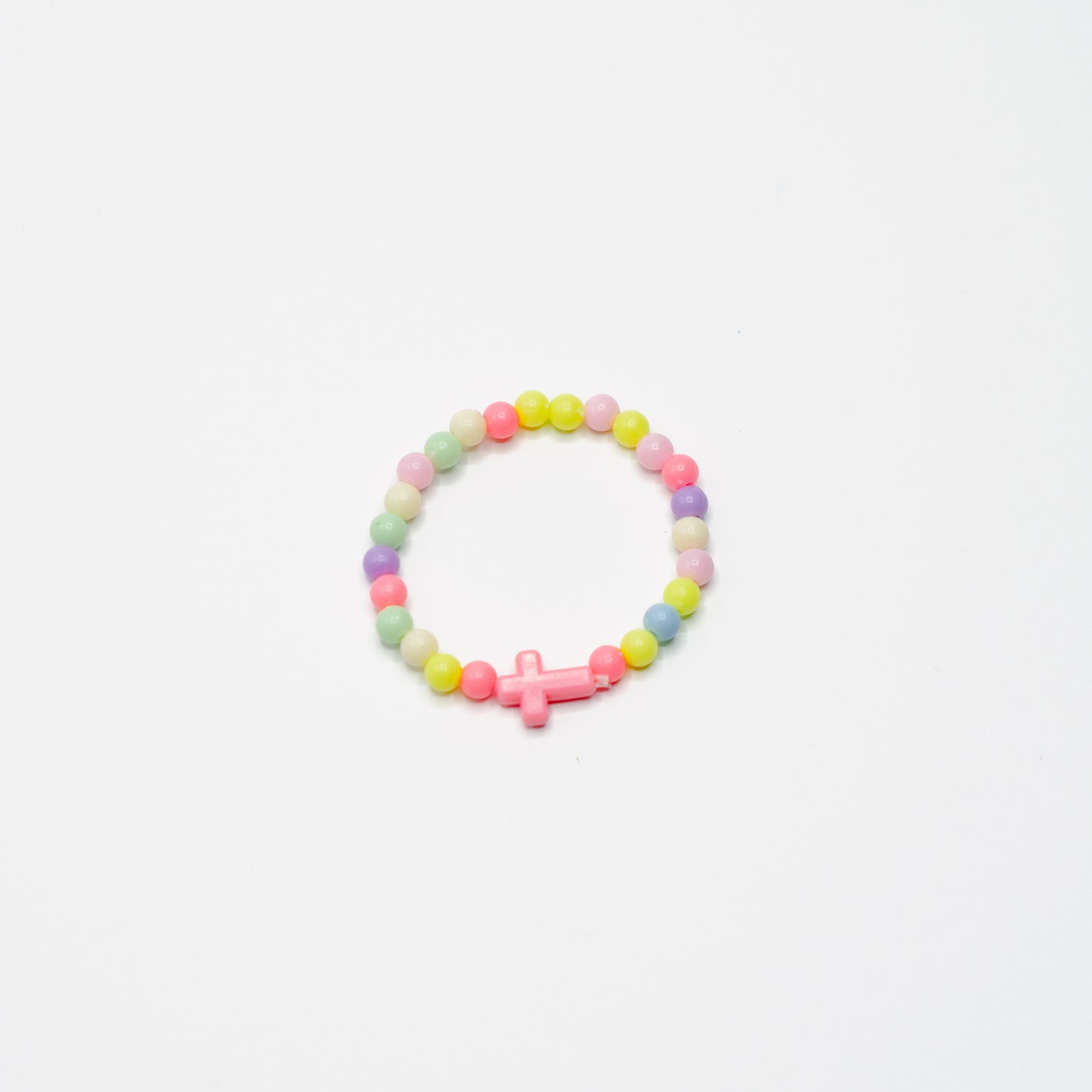 Multi Coloured Beaded Cross Bracelet
