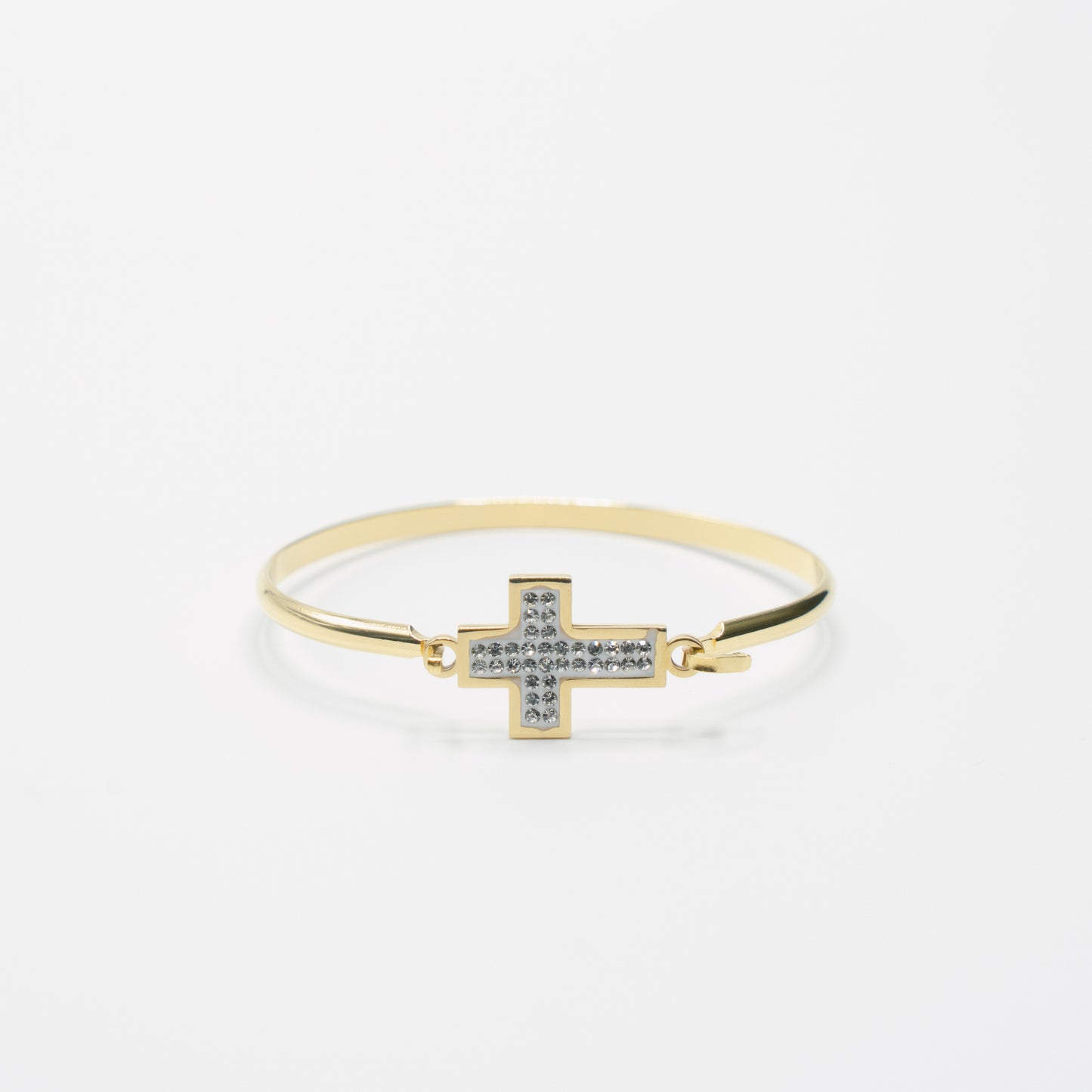 Gold Diamante Clasp Cross Bangle