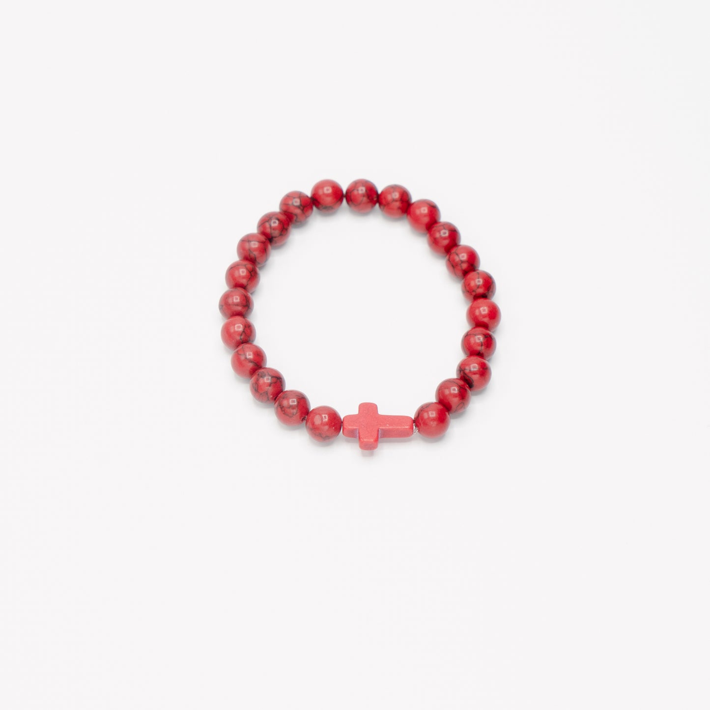 Natural Beaded Cross Bracelet