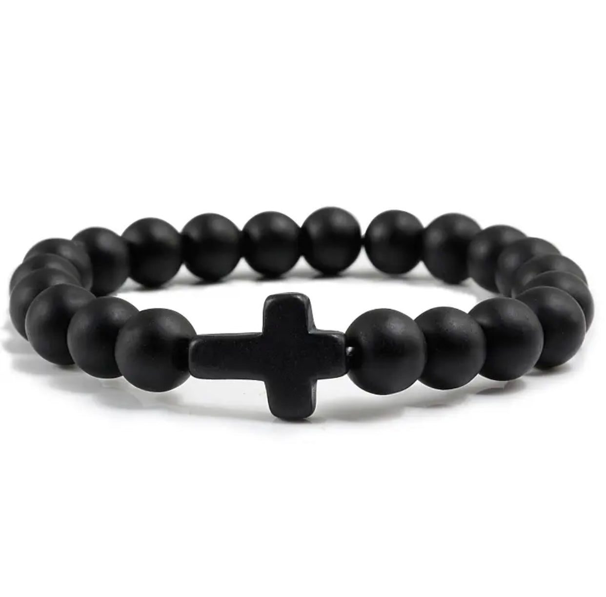 Natural Beaded Cross Bracelet
