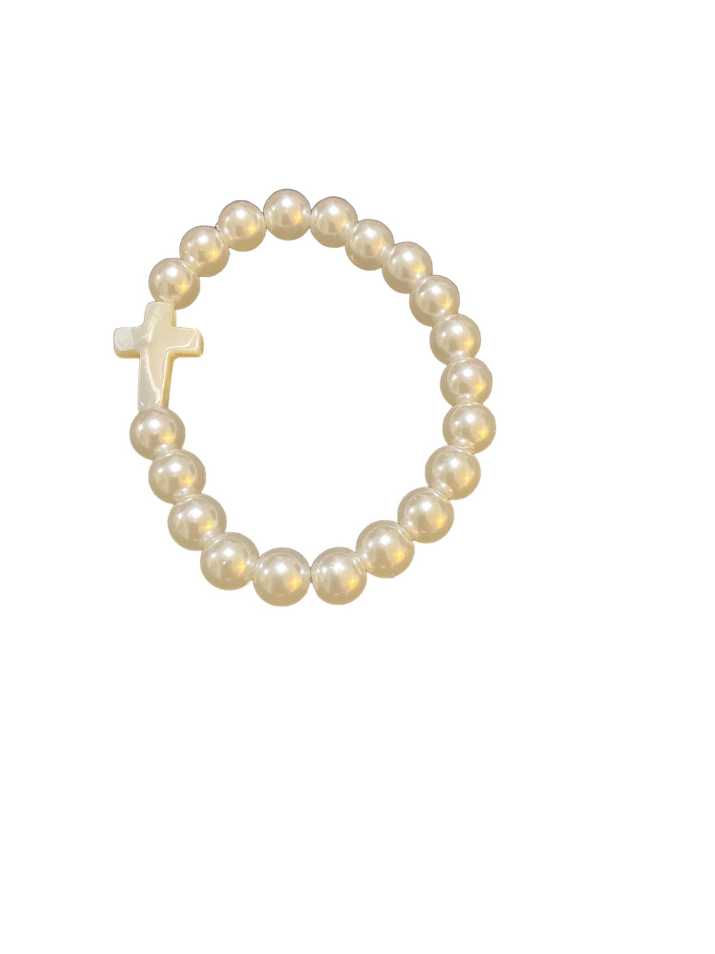 Pearl Bead Cross Bracelet