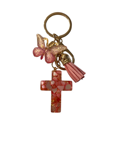 Resin Butterfly Cross Key Ring