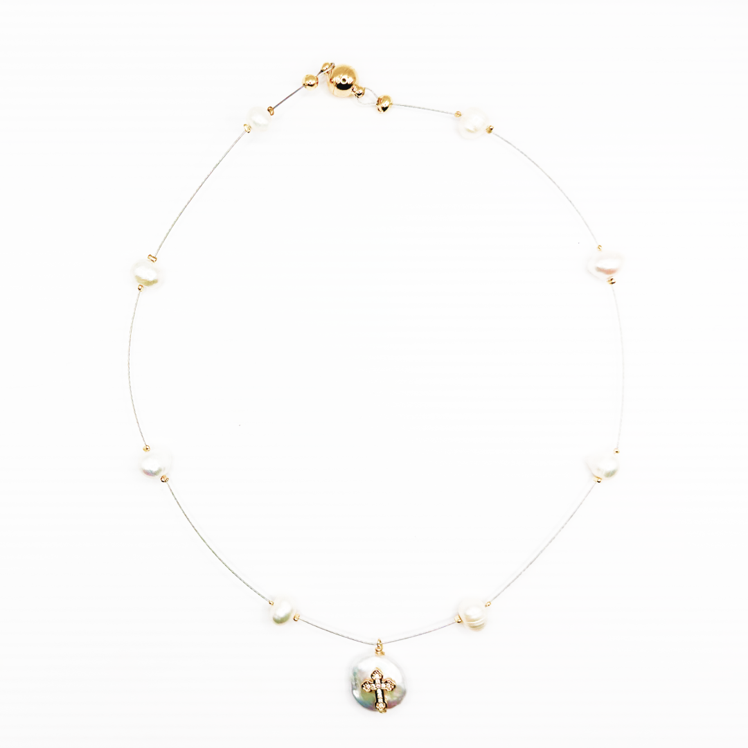 Pearl Cross Necklace- ROSINA Series