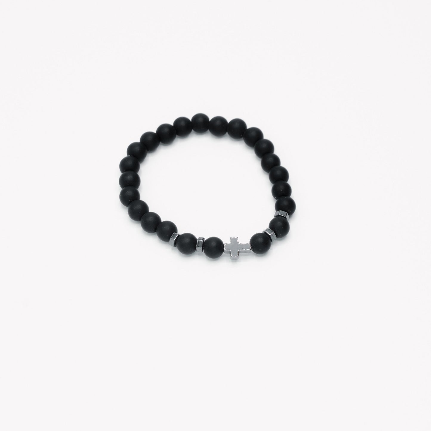 Natural Beaded Onyx Cross