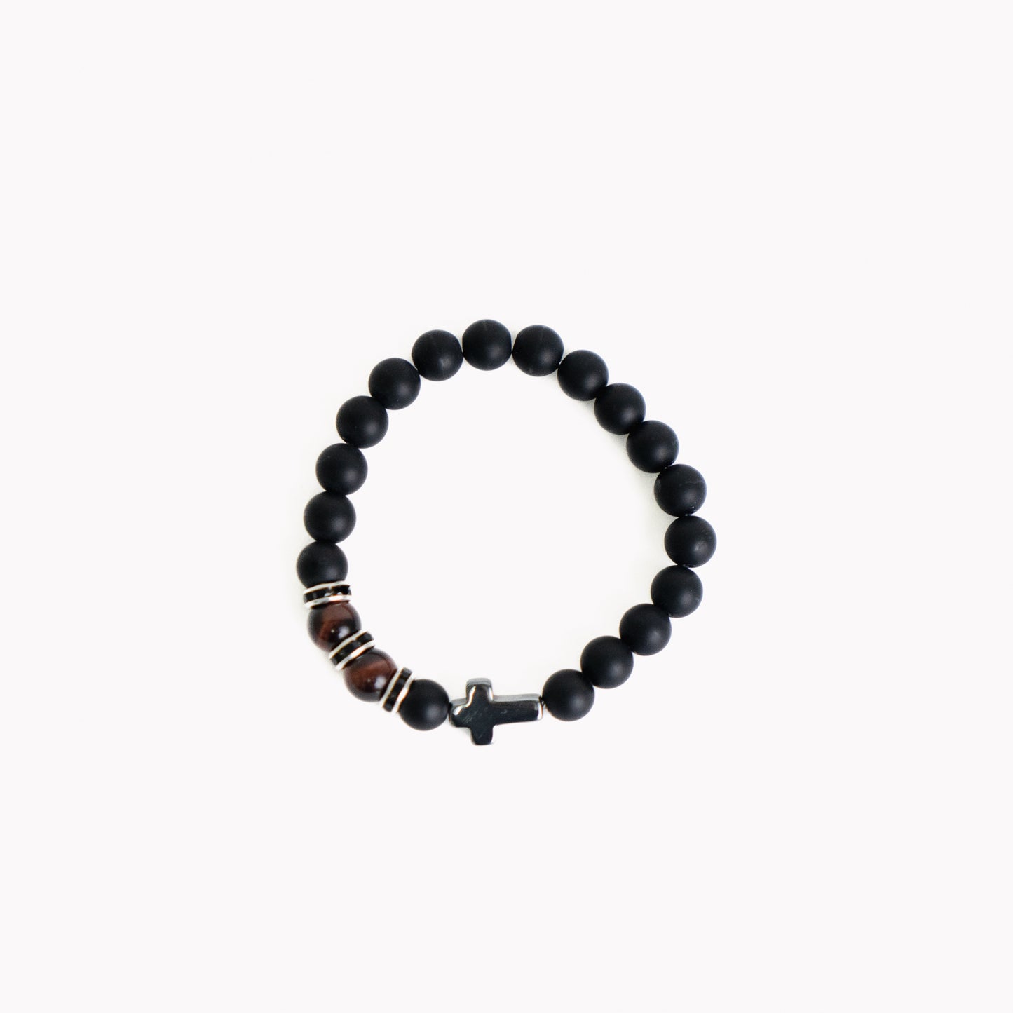 Beaded Onyx Cross Bracelet