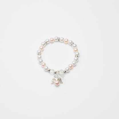 Pearl Beaded Angel Cross Bracelet