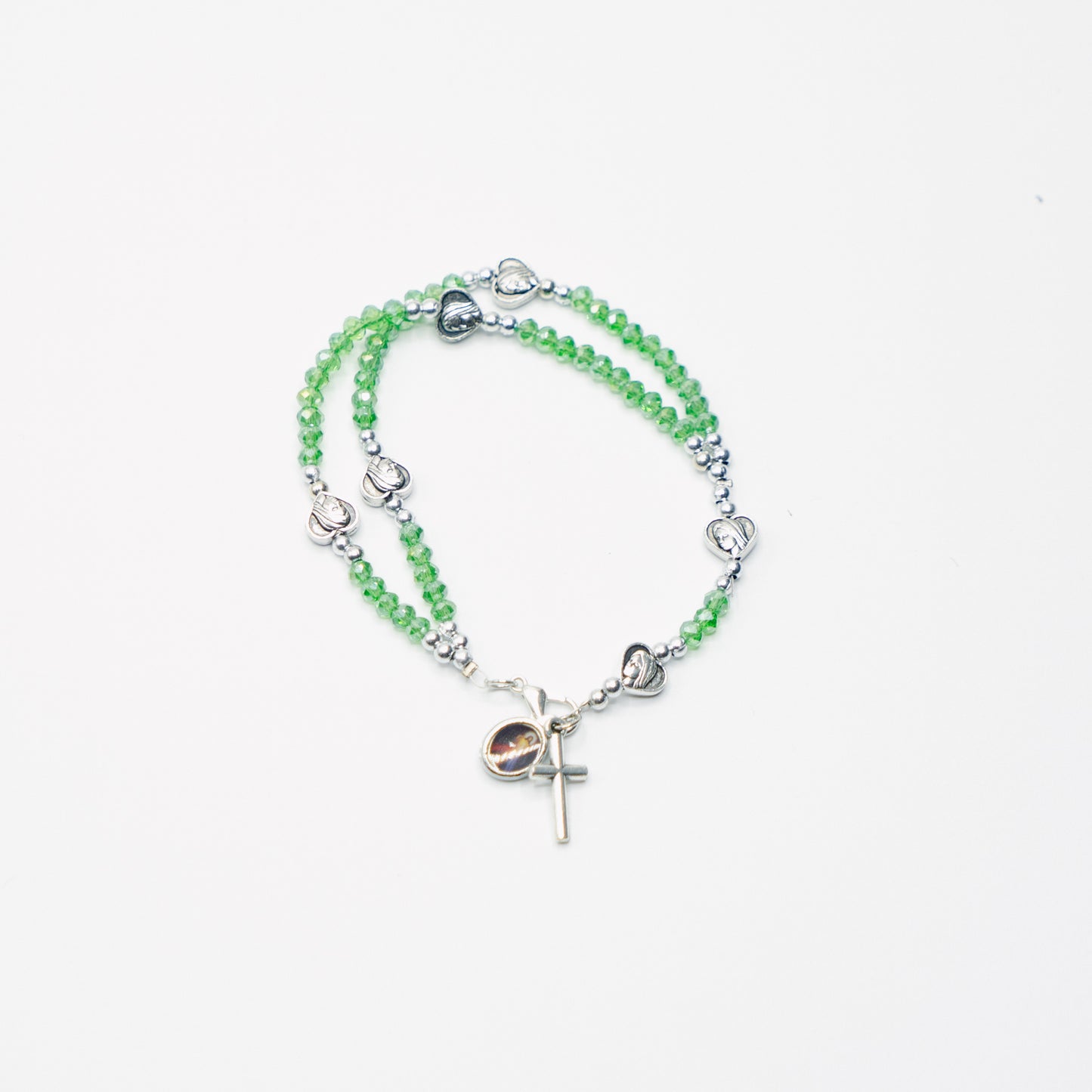Doubled Beaded Cross Charm Bracelet