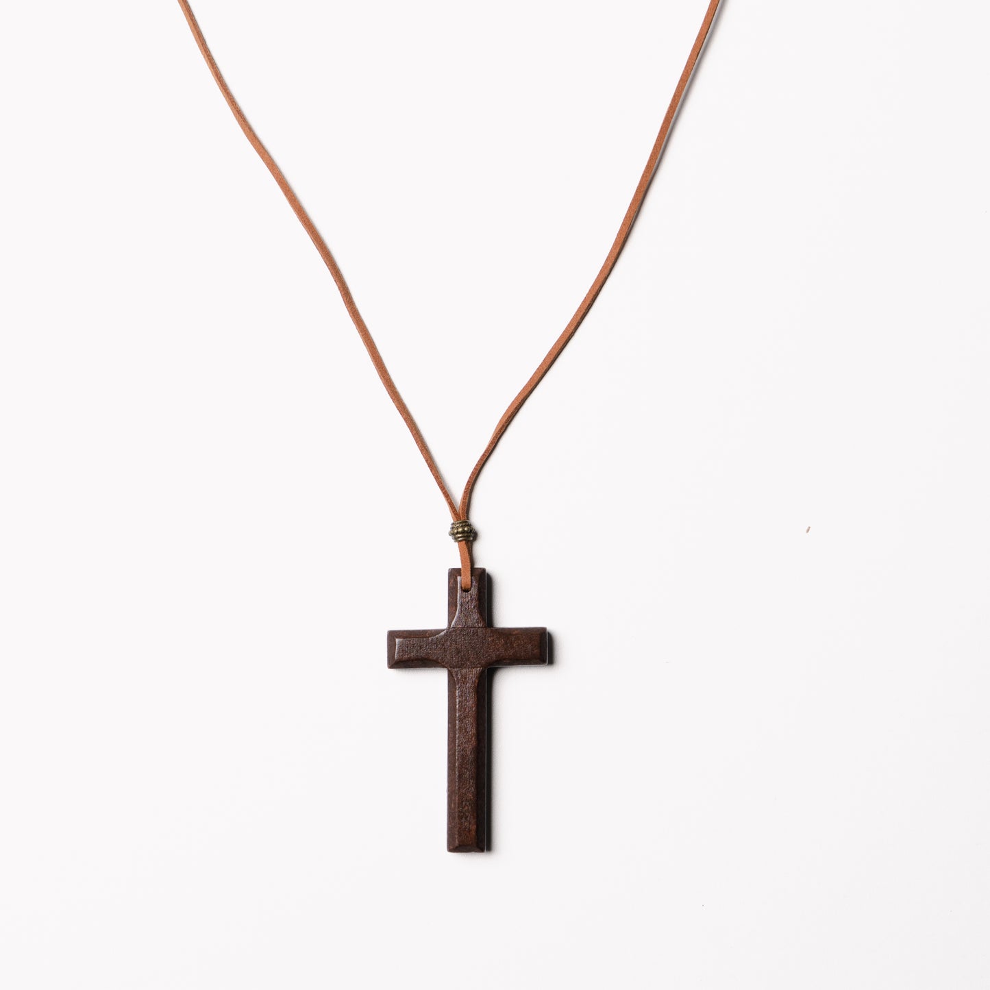 Large Cross Leather Cord Necklace