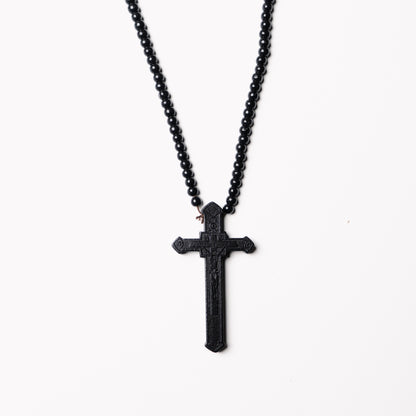 Wooden Beaded Large Cross Necklace
