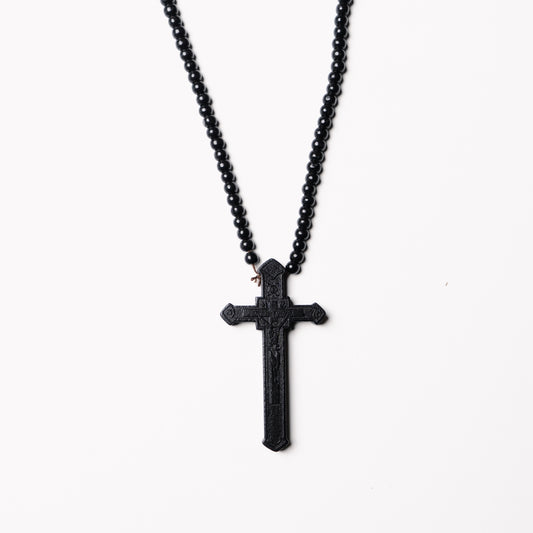 Wooden Beaded Large Cross Necklace