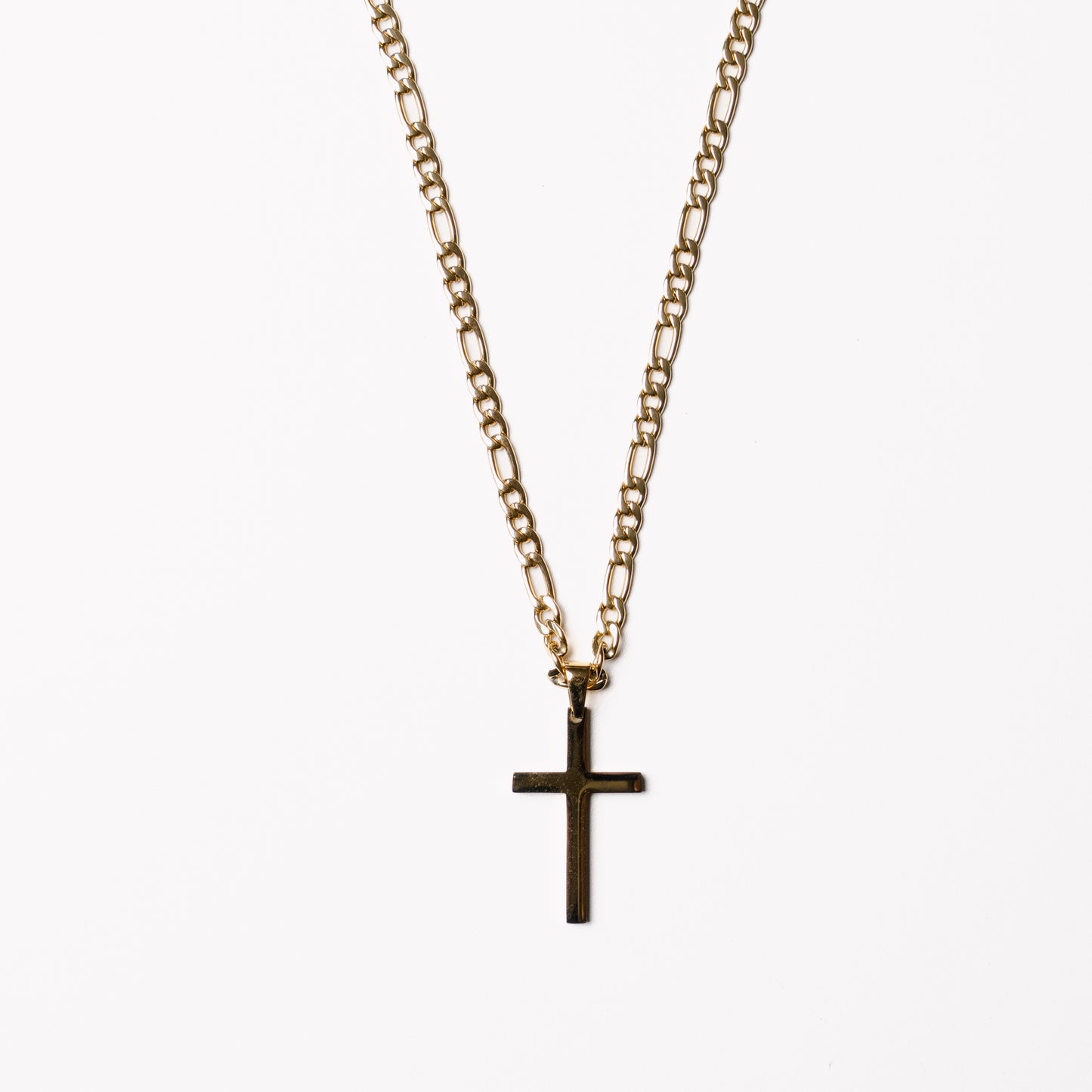 Stainless Steel Cross Figaro Necklace