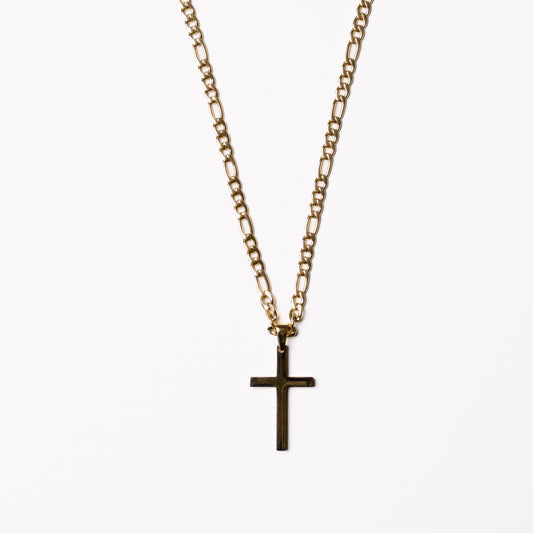 Stainless Steel Cross Figaro Necklace