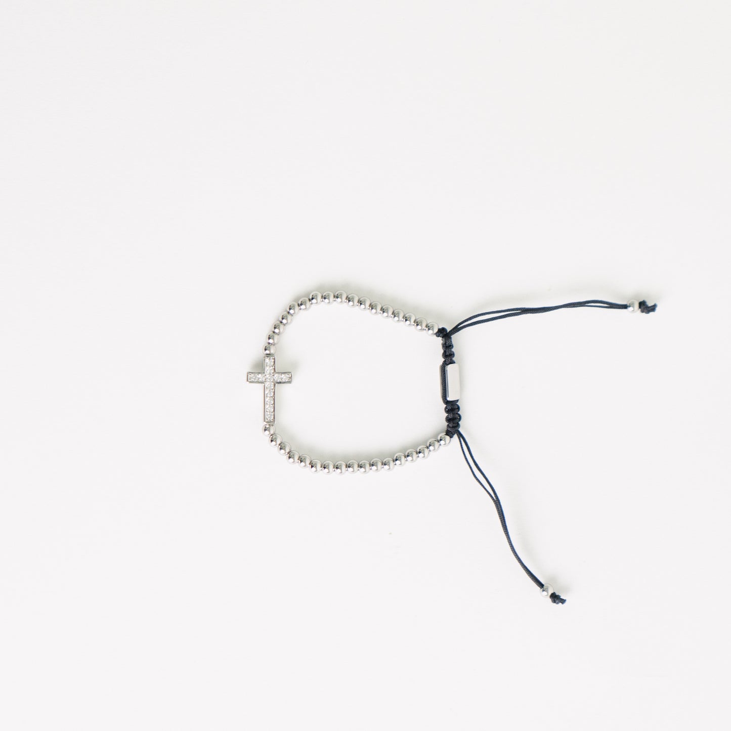 Side Cross Diamante Cord Bracelet