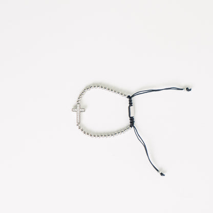Side Cross Diamante Cord Bracelet