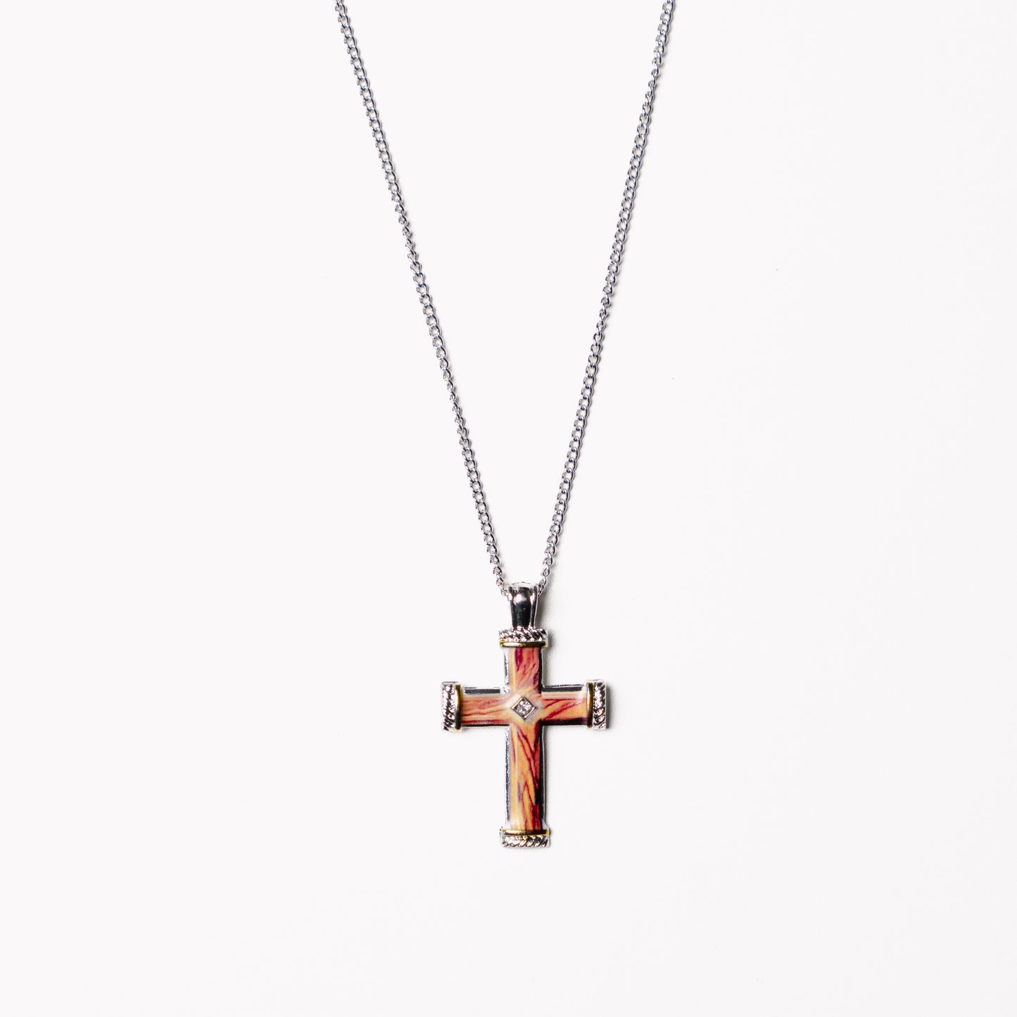 Timber Look Cross Chain Necklace