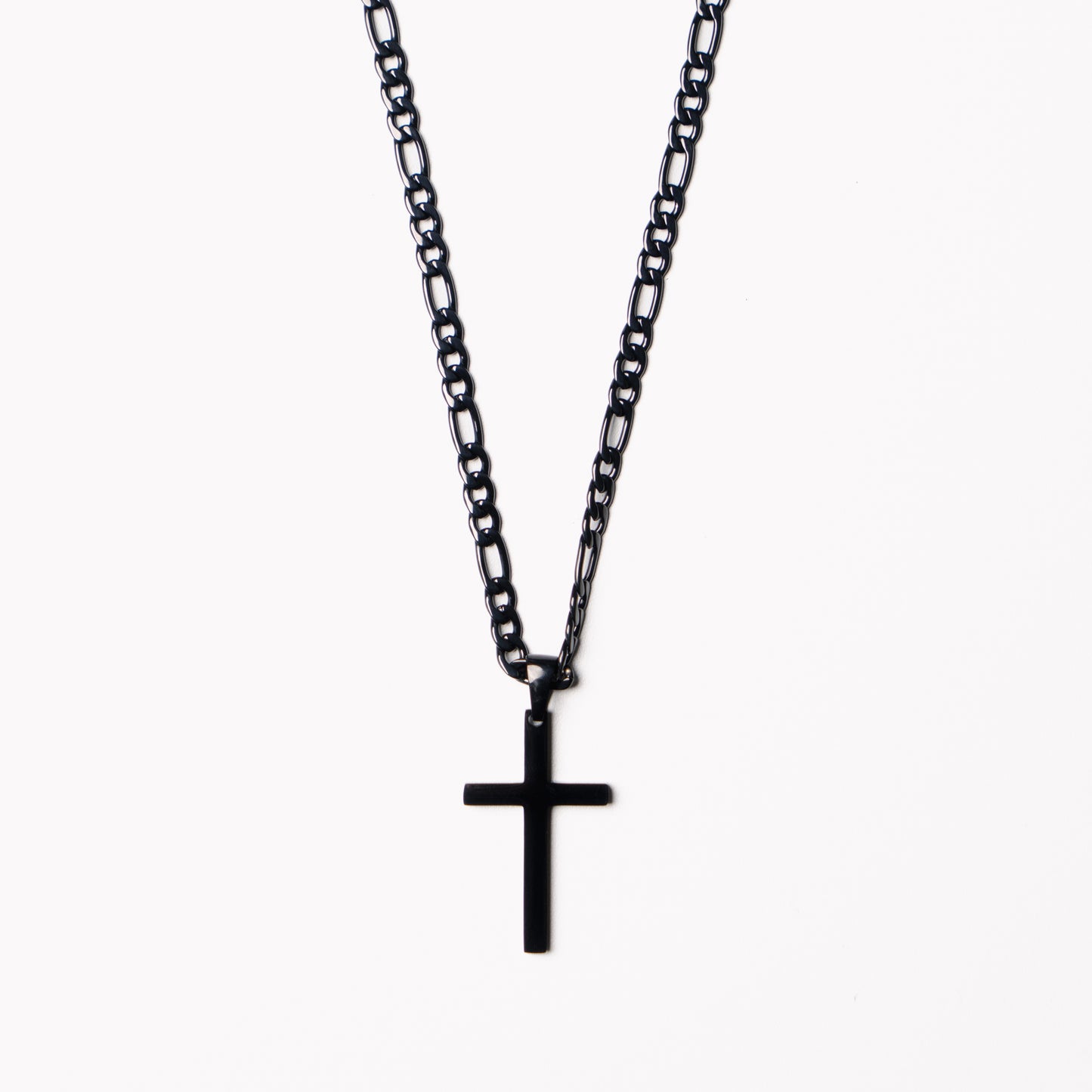 Stainless Steel Cross Figaro Necklace