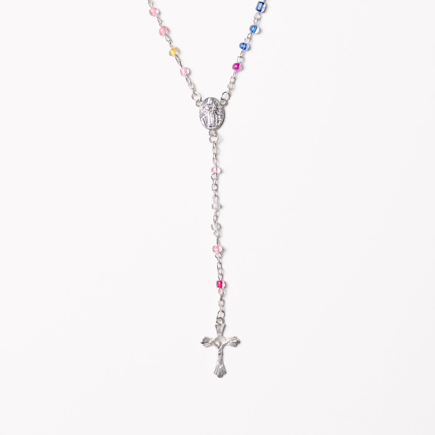 Multi Coloured Beaded Rosary Necklace