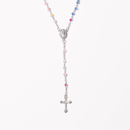 Multi Coloured Beaded Rosary Necklace