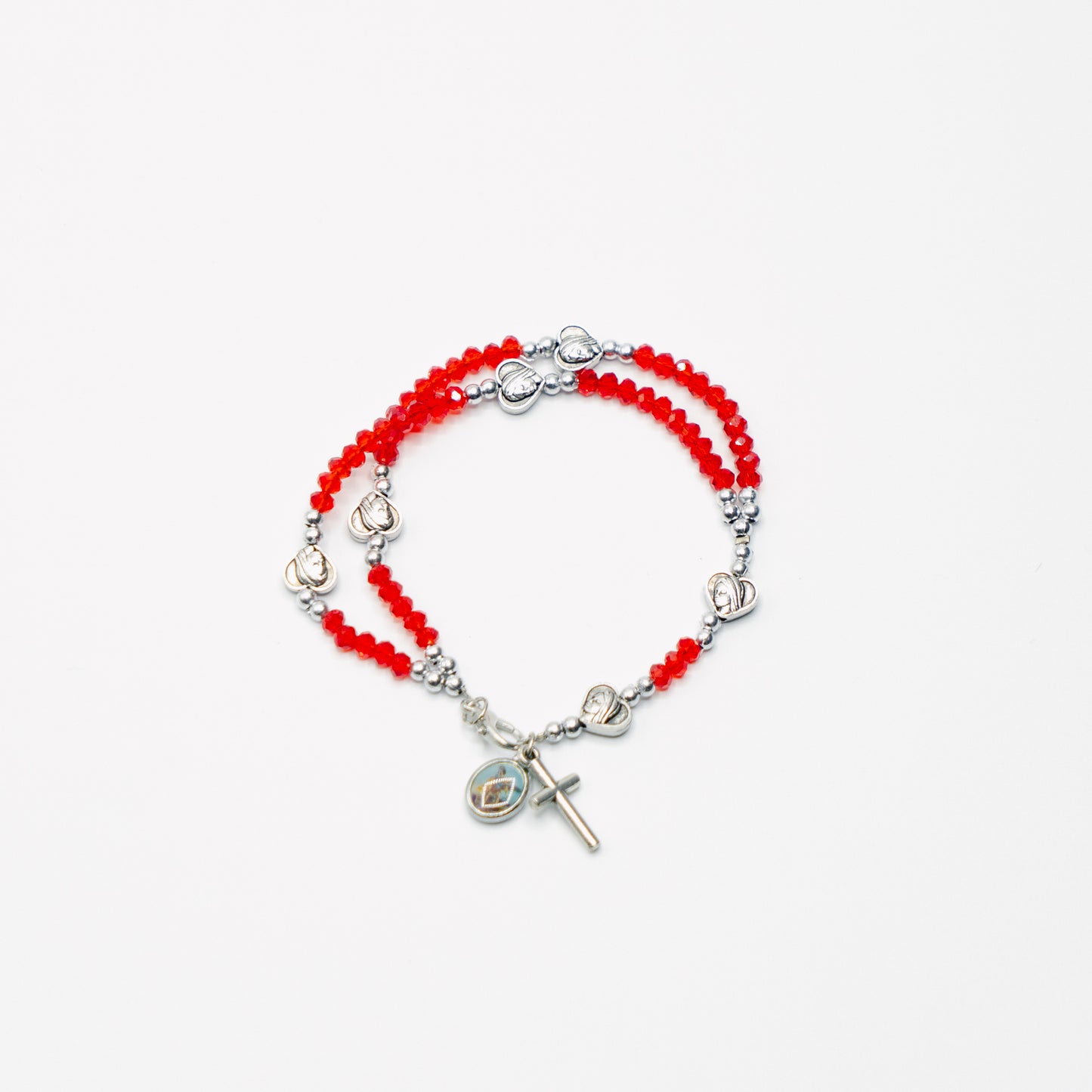 Doubled Beaded Cross Charm Bracelet