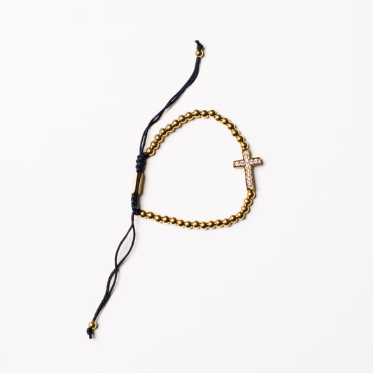 Side Cross Diamante Cord Bracelet