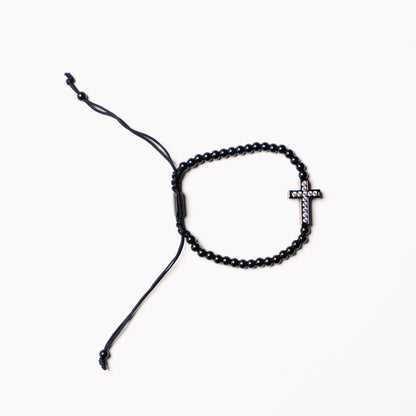 Side Cross Diamante Cord Bracelet