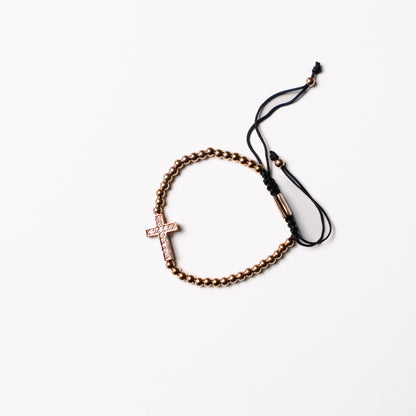 Side Cross Diamante Cord Bracelet