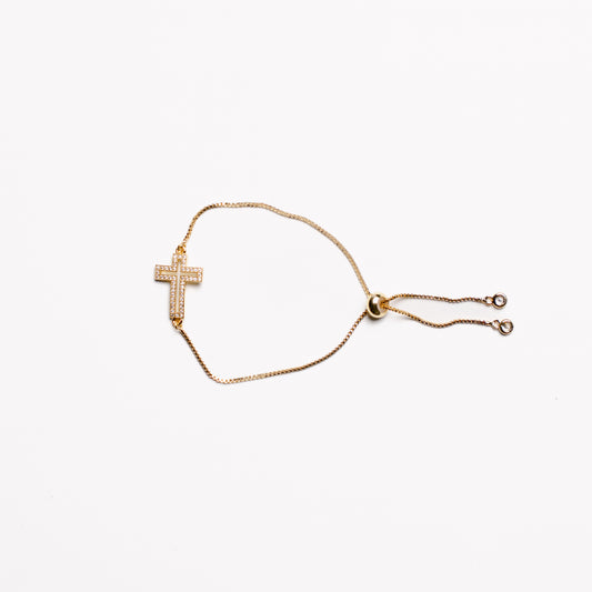Diamante Side Cross Bracelet