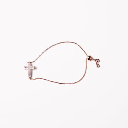 Diamante Side Cross Bracelet