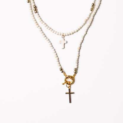 Natural Beaded Double Necklace