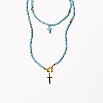 Natural Beaded Double Necklace