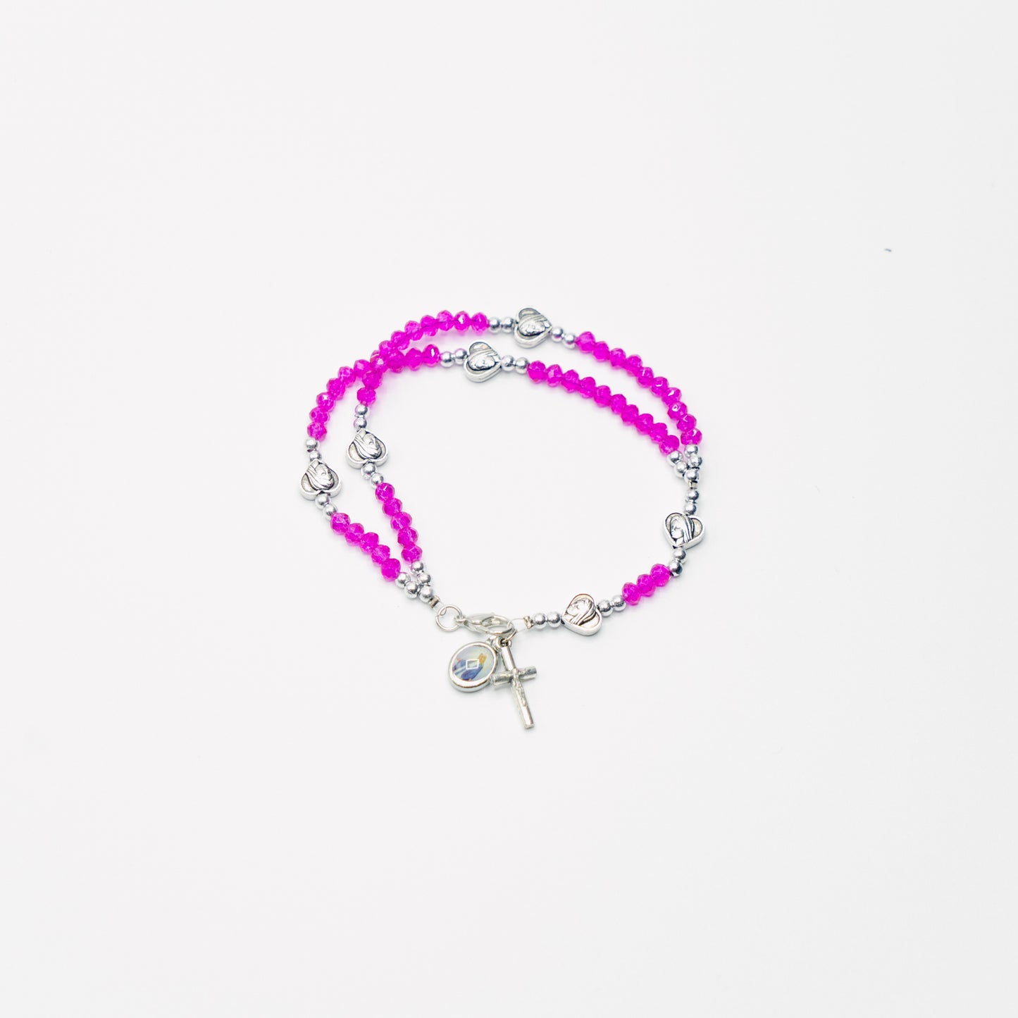 Doubled Beaded Cross Charm Bracelet