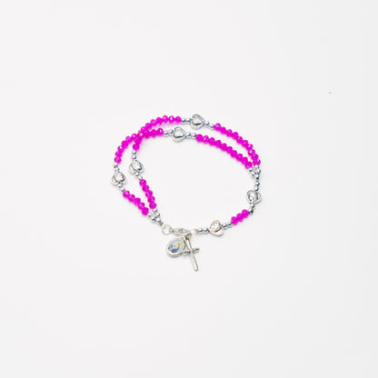Doubled Beaded Cross Charm Bracelet