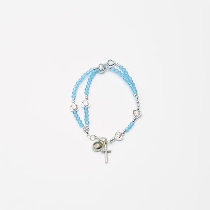 Doubled Beaded Cross Charm Bracelet
