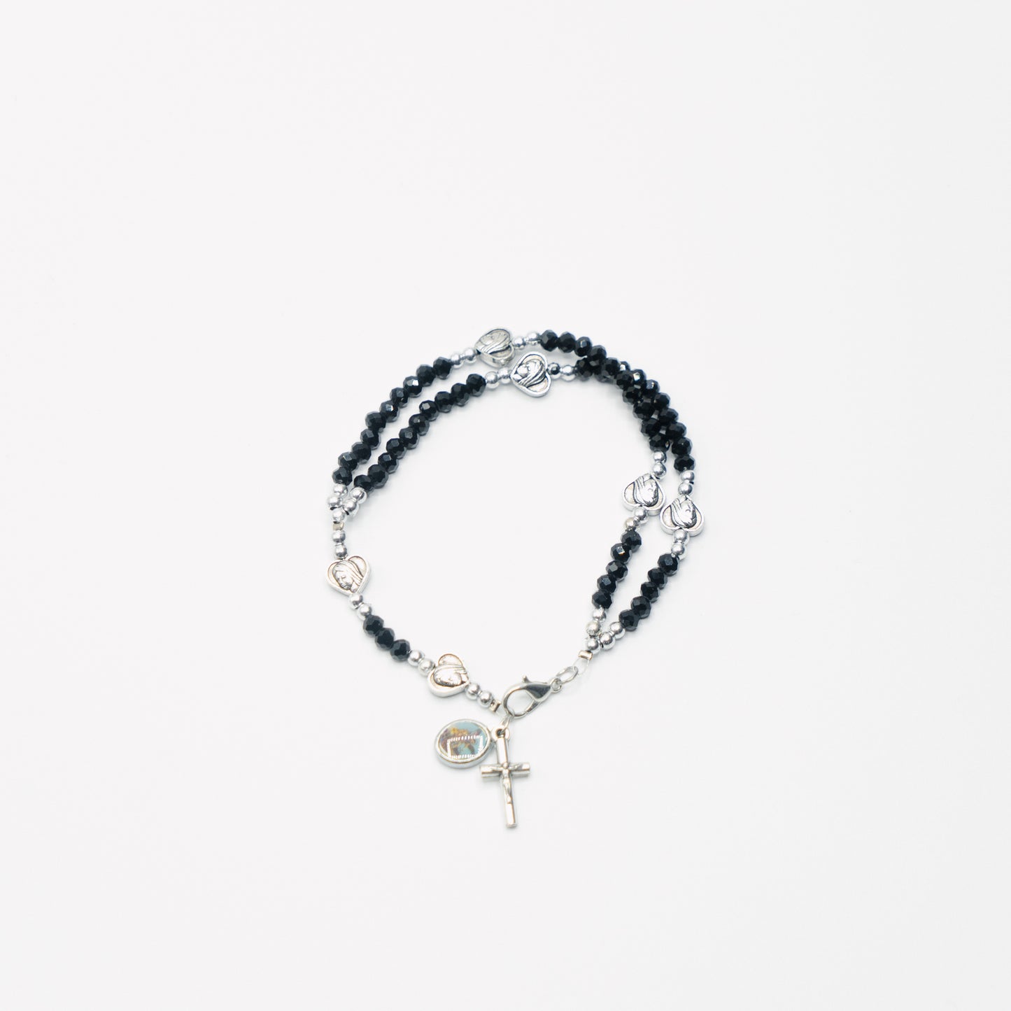 Doubled Beaded Cross Charm Bracelet