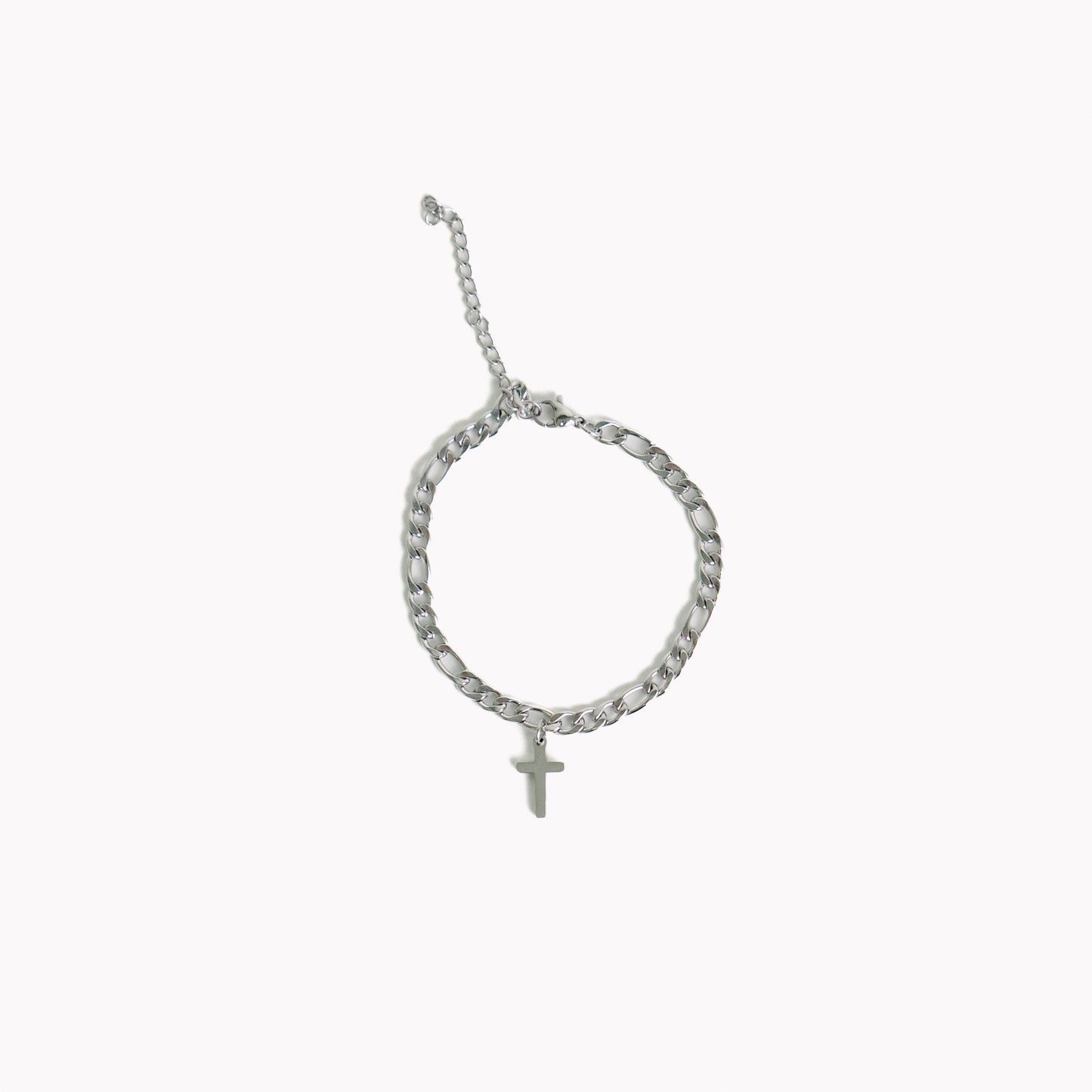 Stainless Steel Cross Figaro Bracelet