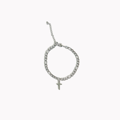Stainless Steel Cross Figaro Bracelet