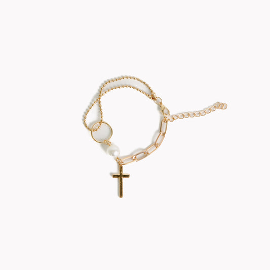 Single Pearl Double Chain Bracelet