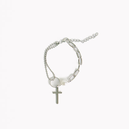 Single Pearl Double Chain Bracelet