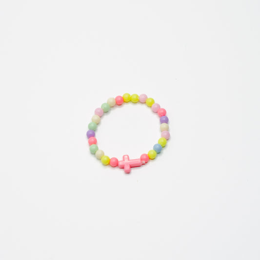 Multi Coloured Beaded Cross Bracelet