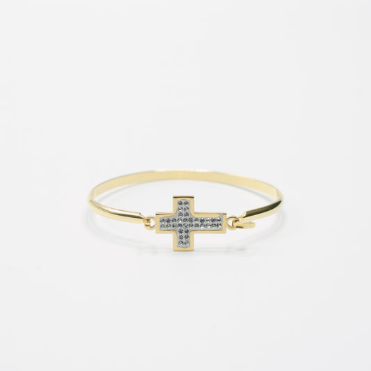 Gold Diamante Clasp Cross Bangle