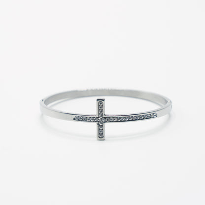 Elegant Diamante Cross Bangle
