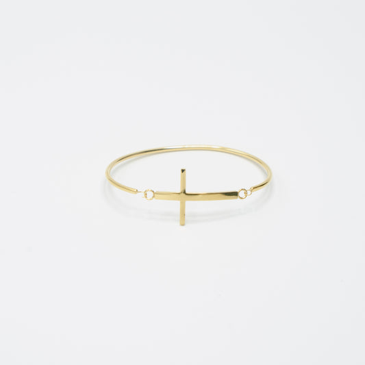 Flat Gold Cross Bangle