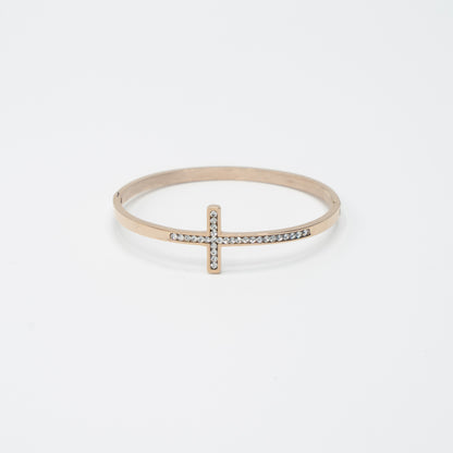 Elegant Diamante Cross Bangle