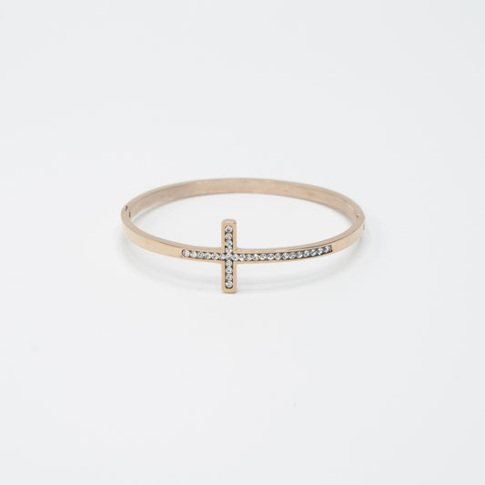 Elegant Diamante Cross Bangle