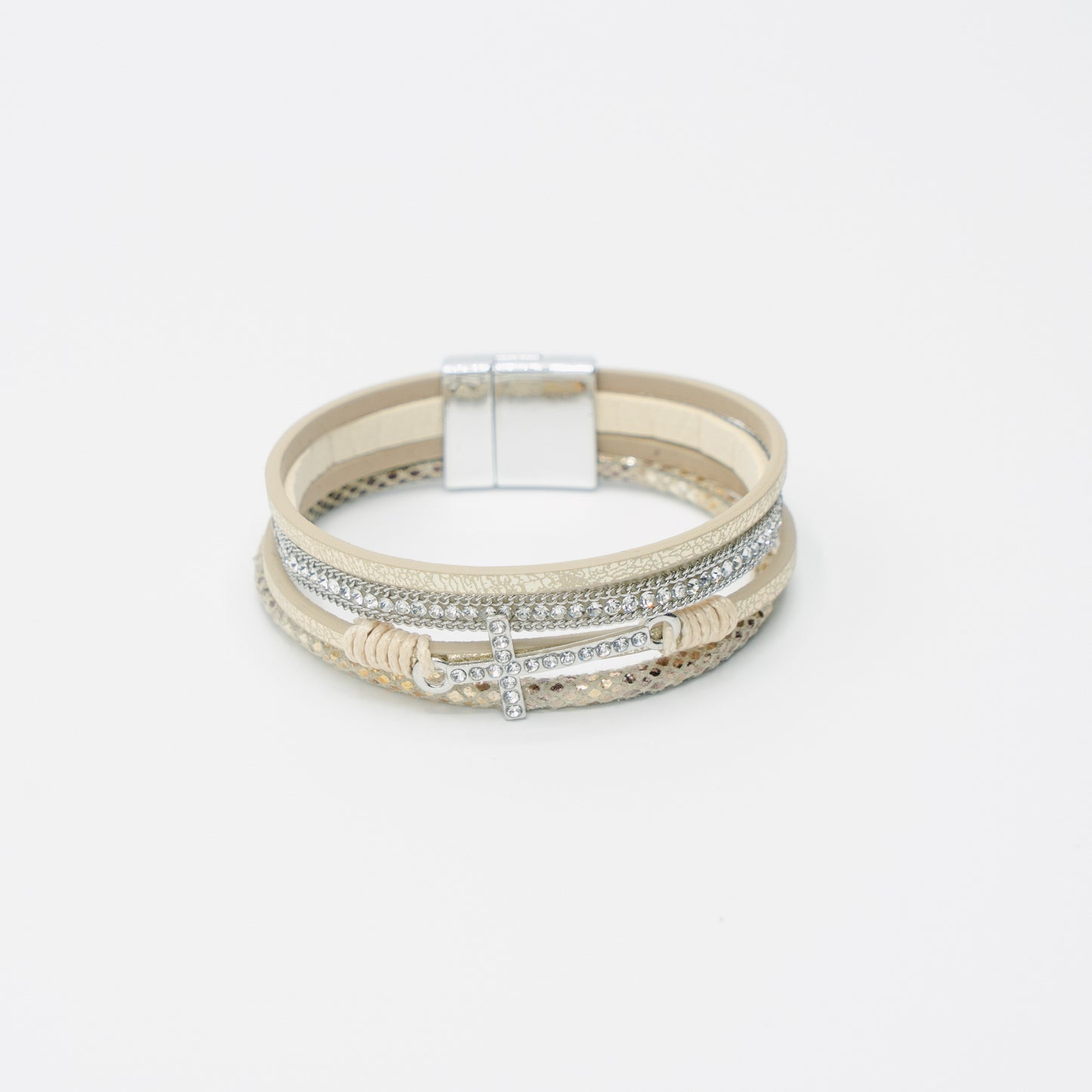 Leather Diamante Cross Band
