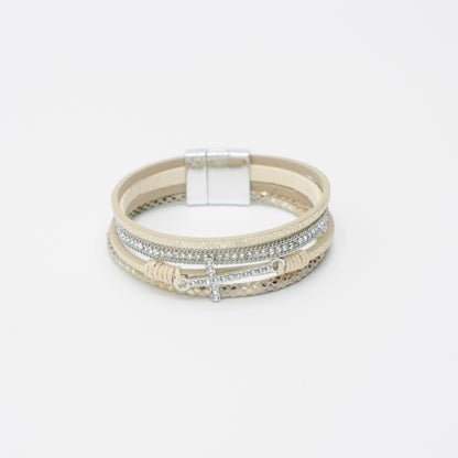Leather Diamante Cross Band