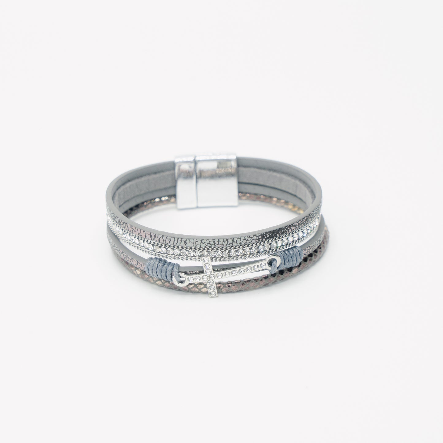 Leather Diamante Cross Band