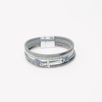 Leather Diamante Cross Band