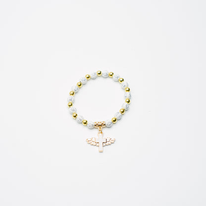 Beaded Angel Wing Cross Bracelet